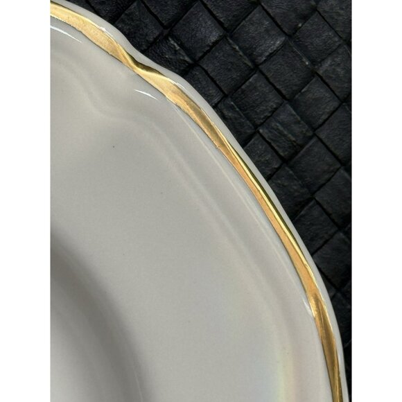Sterling Vitrified China 9 Inch Wide Rim Bowls Gold Trim Set of 4 Stew Pasta - Picture 7 of 9